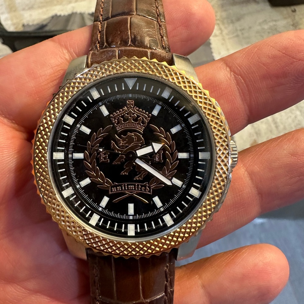 Brown leather strap Marc ecko watch